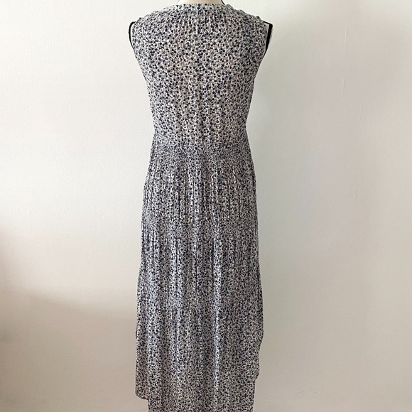 James Perse Floral Pleated Midi Dress In Pearl 0 - Picture 6 of 12